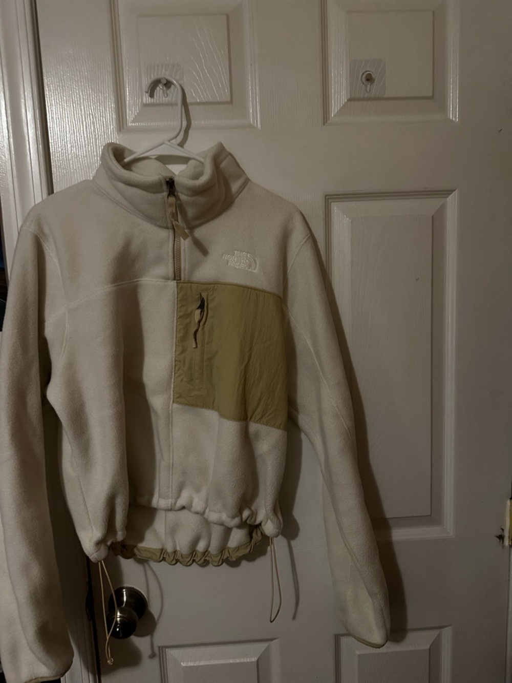 The North Face Cream Fleece Pullover with Tan Pocket